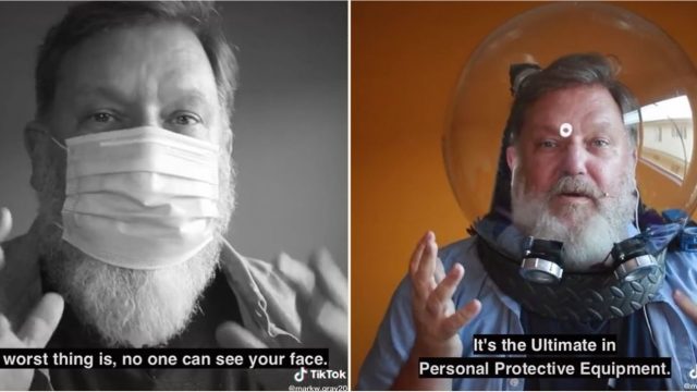 Bloke takes protective masks to the next level with bloody genius design