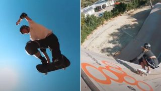 Tony Hawk teaches 12-yr-old sheila how to skate 100ft mega ramp