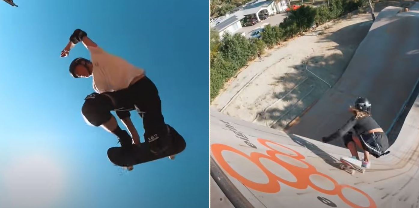 Tony Hawk teaches 12-yr-old sheila how to skate 100ft mega ramp