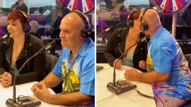 Sheila and dad make out on live radio show to win cash prize