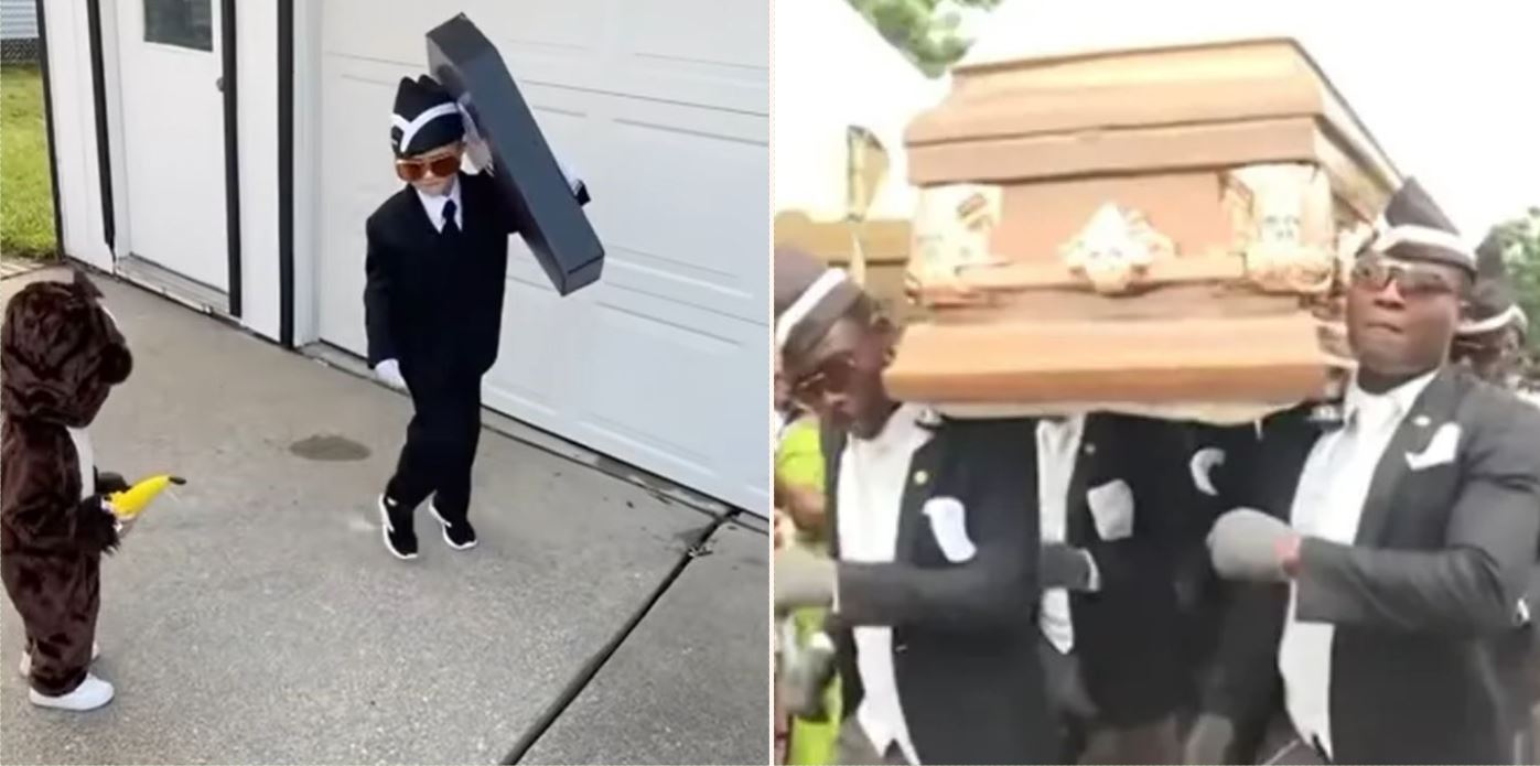 Kid wins internet with bloody gold “coffin dance” Halloween costume