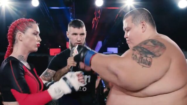 60kg female MMA fighter finishes 240kg YouTuber in Russia