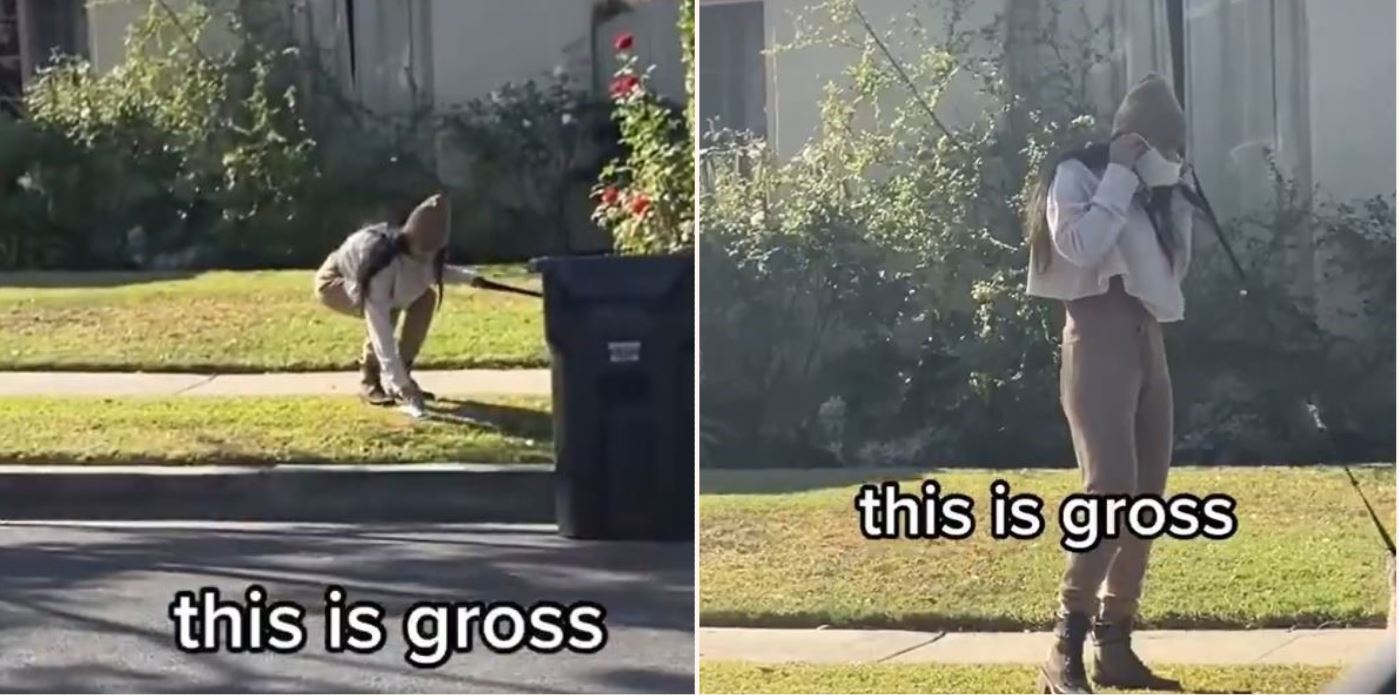 Mia Khalifa uses face-mask to pick up dog-s**t then puts it back on