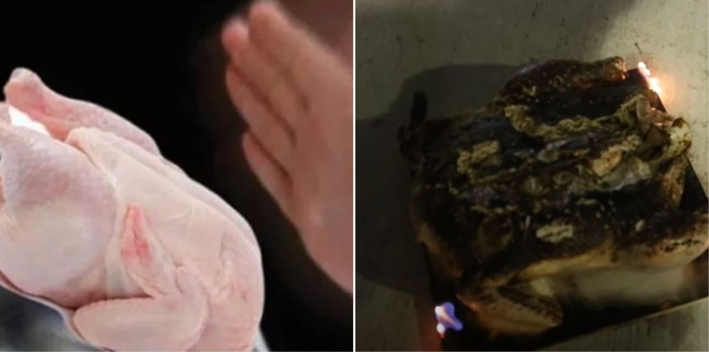 Bloke builds slapping machine to cook chicken