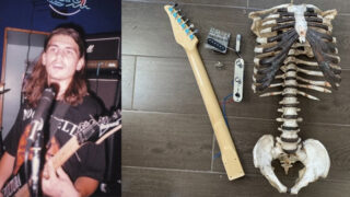 Metal-head bloke turns uncle’s skeleton into fully functional guitar!