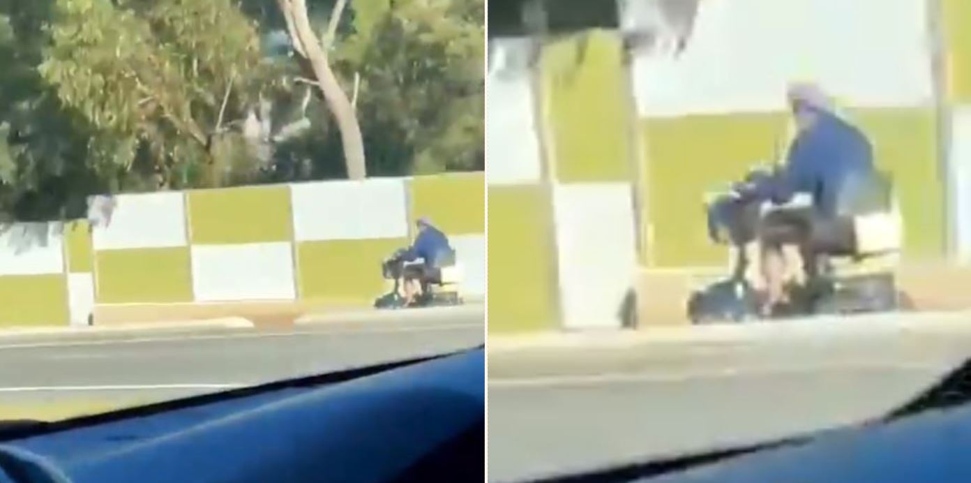 This old legend was filmed traveling over 80km/h on mobility scooter