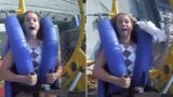 Teen sheila slapped in the face by a seagull on 120-km/hr Sling Shot ride