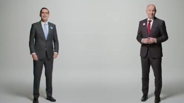 Two competing Politicians united to demonstrate civility in TV commercial