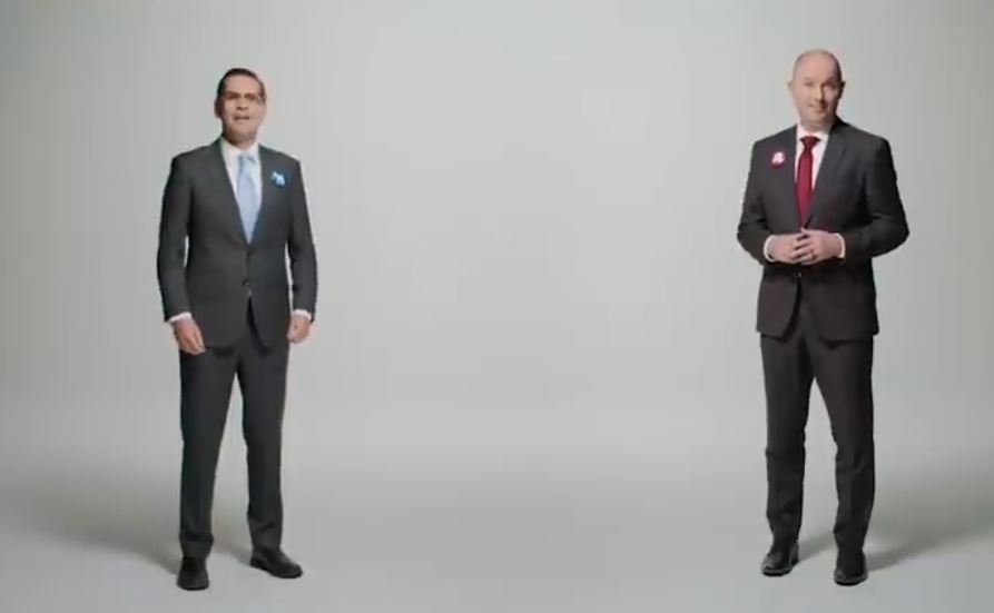 Two competing Politicians united to demonstrate civility in TV commercial