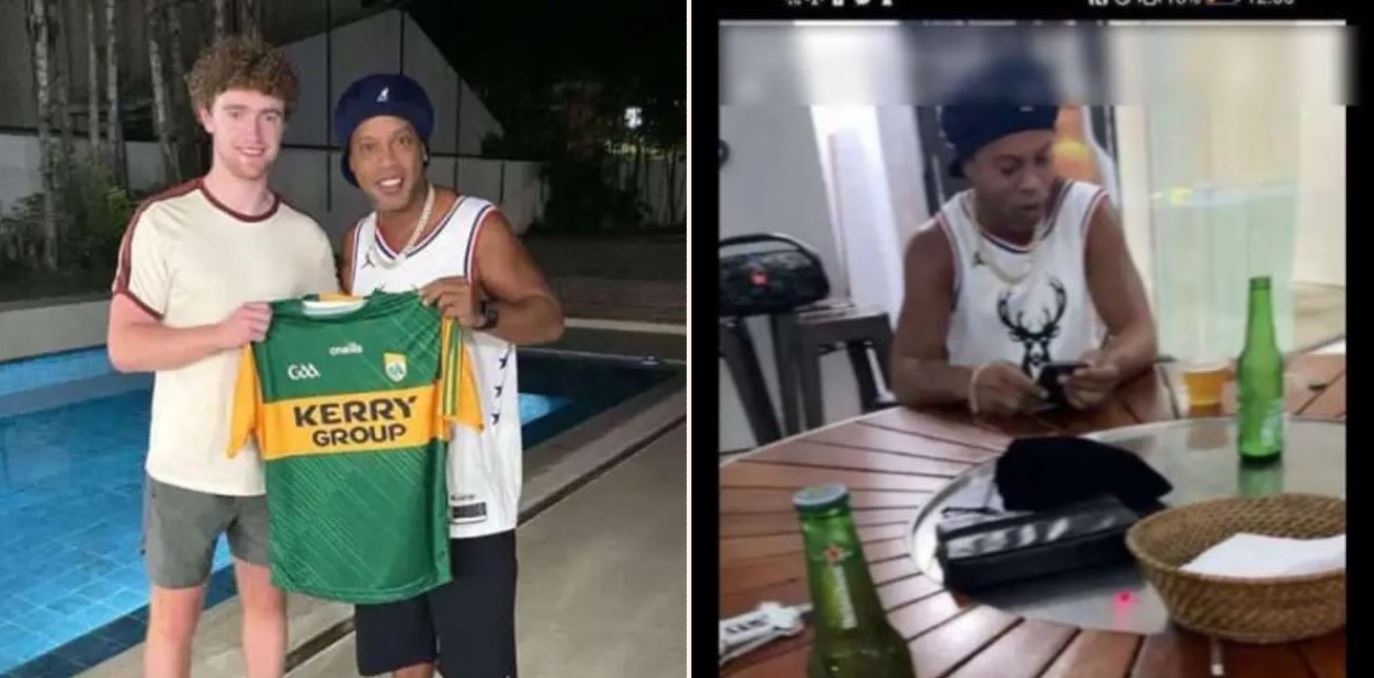 Irish bloke befriends Ronaldinho and heads to his place for keepie-uppies and beer!
