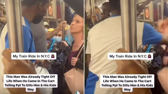 Bloke on subway reacts to sheila who told him to “chill”
