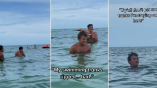 Sheila pranks her brother with dissolvable shorts at beach