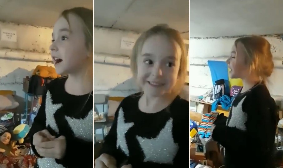 Little Ukrainian lass leaves bomb shelter occupants in tears with rendition of “Let It Go”