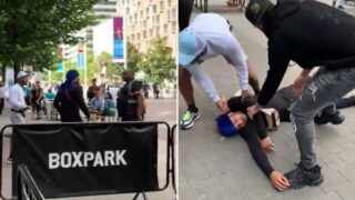Man gets knocked out cold by former Heavyweight champ now working security