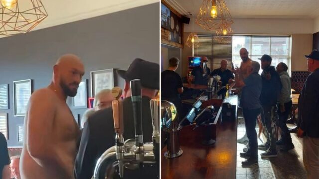 Tyson Fury stuns drinkers by strolling into pub topless and ordering beer